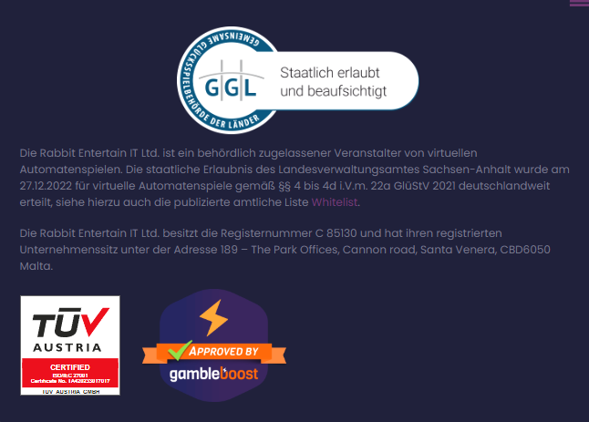 Sicherheitssymbole und Glücksspiellizenz im LordLucky Casino